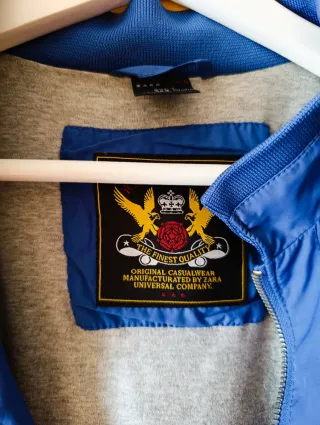 Chaqueta Bomber Azul Hombre Talla L De Zara Man