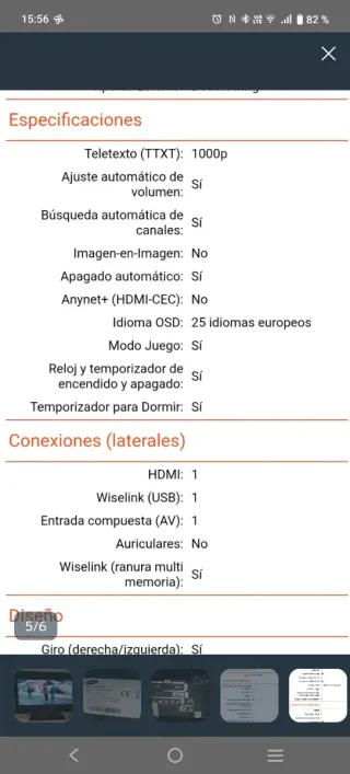 Televisión Samsung Negra