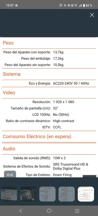 Televisión Samsung Negra