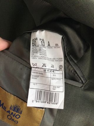 Traje de hombre verde oliva Talla XL