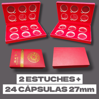 2 ESTUCHES + 24 CÁPSULAS PROTECTORAS DE MOMEDAS