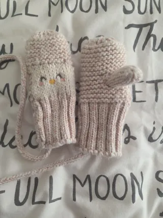 Manoplas bebé niña rosa y blanco