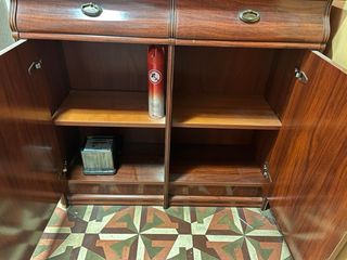 Mueble recibidor antiguo madera mármol