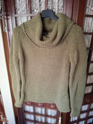 Jersey cuello vuelto grueso verde oliva
