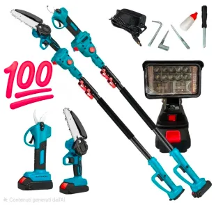 Kit Potatura 4in1 Cesoia + Motosega + Asta + Faro