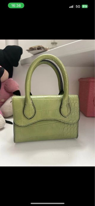 Borsetta verde effetto coccodrillo