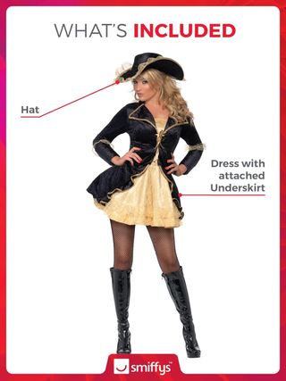 SMIFFY'S Disfraz de pirata barroco negro y dorado