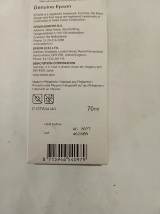 Inchiostro Epson 664 Nero Originale