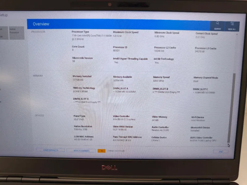 Dell Precision 7560 i7 32GB RAM 512GB SSD afbeelding 7