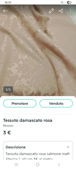 Tessuto damascato rosa salmone