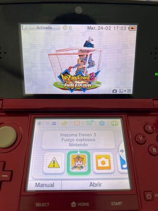 Nintendo 3DS Roja + Cargador + Funda + 7 Juegos