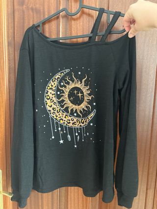Sudadera con estampado de luna y sol
