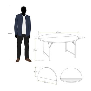 Mesa picnic plegable en resina 122 D x74 cm New