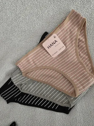 Bragas HANA a rayas (beige, negro, gris)