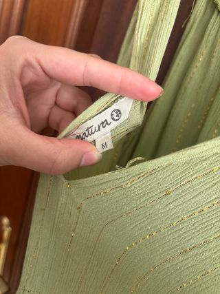 Vestido largo verde y morado