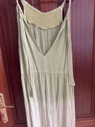 Vestido largo verde y morado