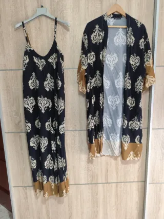 Conjunto Vestido y Kimono Estampado