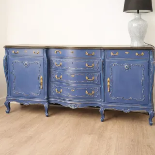Aparador Azul y Dorado Estilo Francés