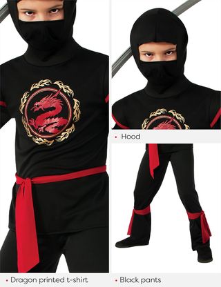 Rubies Disfraz Ninja Dragón para niño, con Capucha