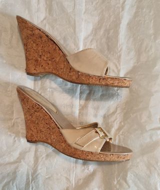 Scarpe donna zeppa beige/oro Tg 38