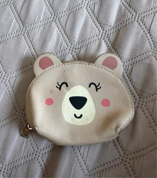 Monedero osito beige y rosa