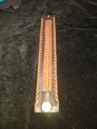 Pulsera ancha cuero lomo de yacaré artesanal