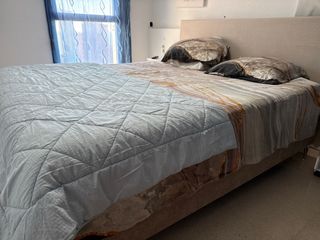 Base de cama 180x200 terciopelo beige/gris