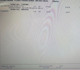 Batería Ultracell UC200-12 200Ah 12V AGM
