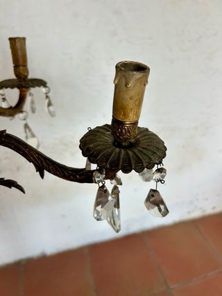 Lámpara antigua bronce y cristal