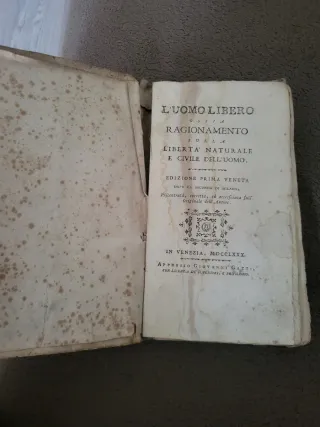 LIBRO ANTIGUO DEL 1780 "L'UOMO LIBERO"