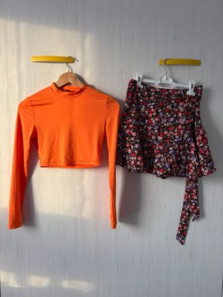 Falda pantalón floral Stradivarius T:XS