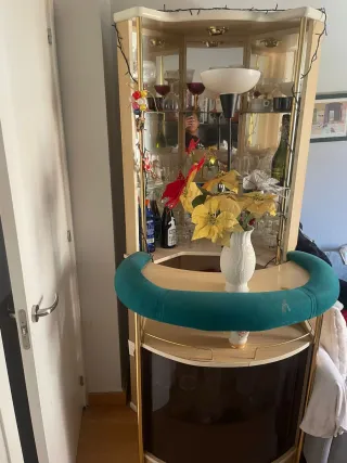 Mueble Bar Salón Cristal y Madera