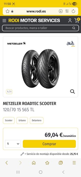 Neumático Metzeler Roadtec 120/70-15 56S