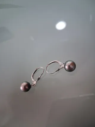 Pendientes Oro Blanco Perlas Negras