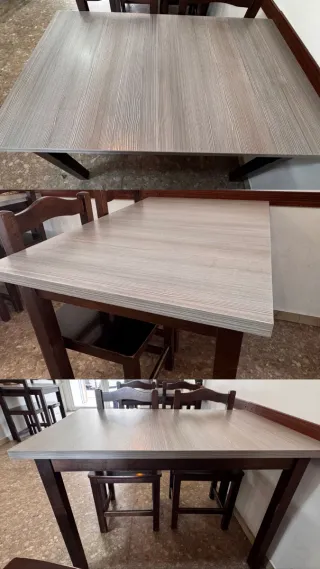 Mesas y sillas de madera maziza