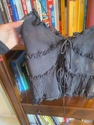 Blusa Zara Gasa Negra Talla Única