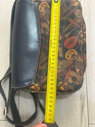 Bolso vintage estampado guitarras de cuero y lona