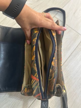 Bolso vintage estampado guitarras de cuero y lona