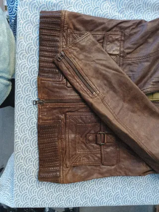 Chaqueta de cuero marrón mujer Talla L