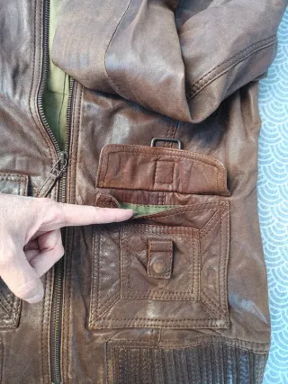 Chaqueta de cuero marrón mujer Talla L