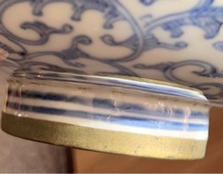 Antiguo plato porcelana china azul y blanca c.1900