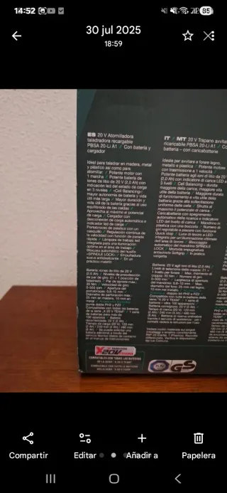 Parkside atornillador taladradora 20V