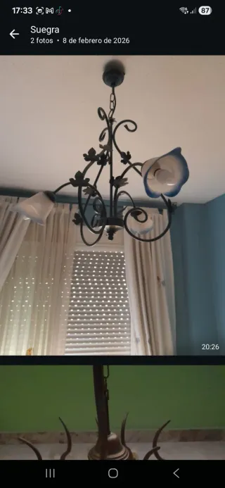 Lámpara de techo metal y cristal