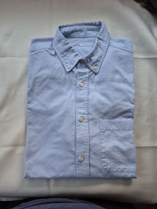 Camisa Zara Hombre Azul de algodón