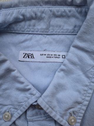 Camisa Zara Hombre Azul de algodón