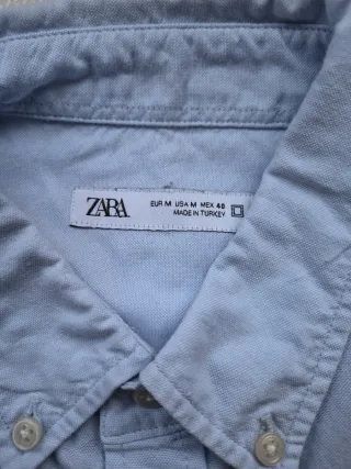 Camisa Zara Hombre Azul de algodón