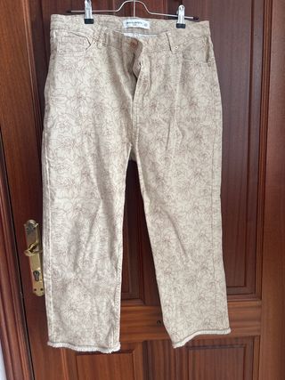 Pantalón Encuentro Beige Estampado Talla 42