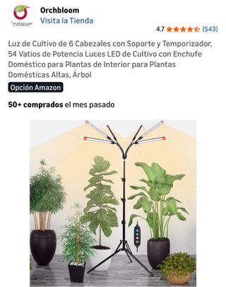 Luz Cultivo 6 Cabezales con Soporte y Temporizador