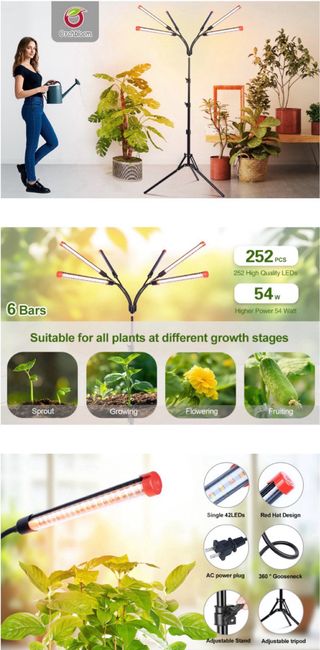 Luz Cultivo 6 Cabezales con Soporte y Temporizador