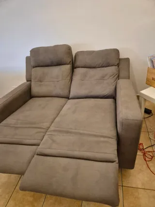 Divano recliner in tessuto grigio